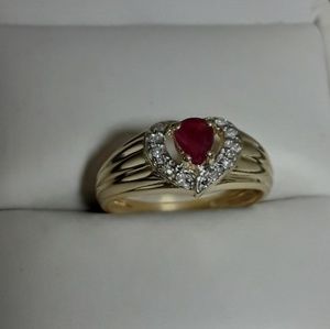 14k Solid gold diamond ring